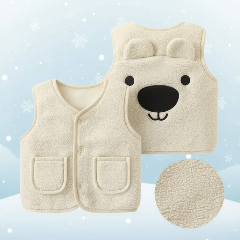 Baby Bear Fleece Vest – Chaud et doux – Gilet « Kinder Beer »