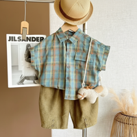 Thumbnail for LittleGent – Tendance et décontracté – Ensemble pour garçon avec chemise à carreaux et short