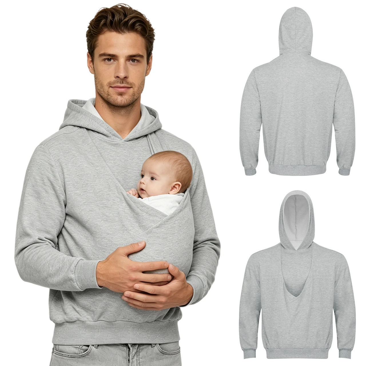 CuddleDad – Confortable et pratique – Sweat à capuche pour homme avec poche kangourou