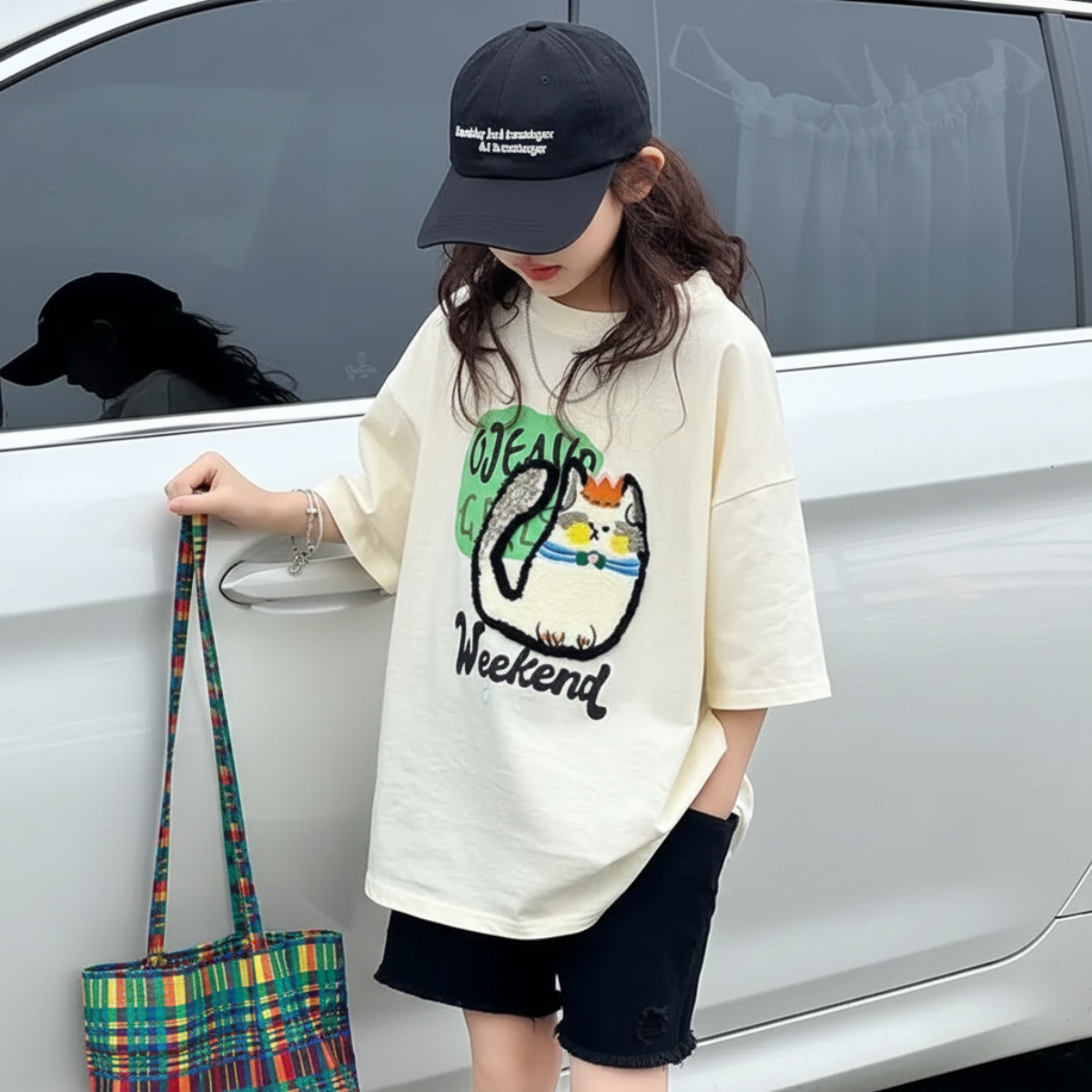 FunPaws – Ludique et élégant – T-shirt oversize à imprimé chat