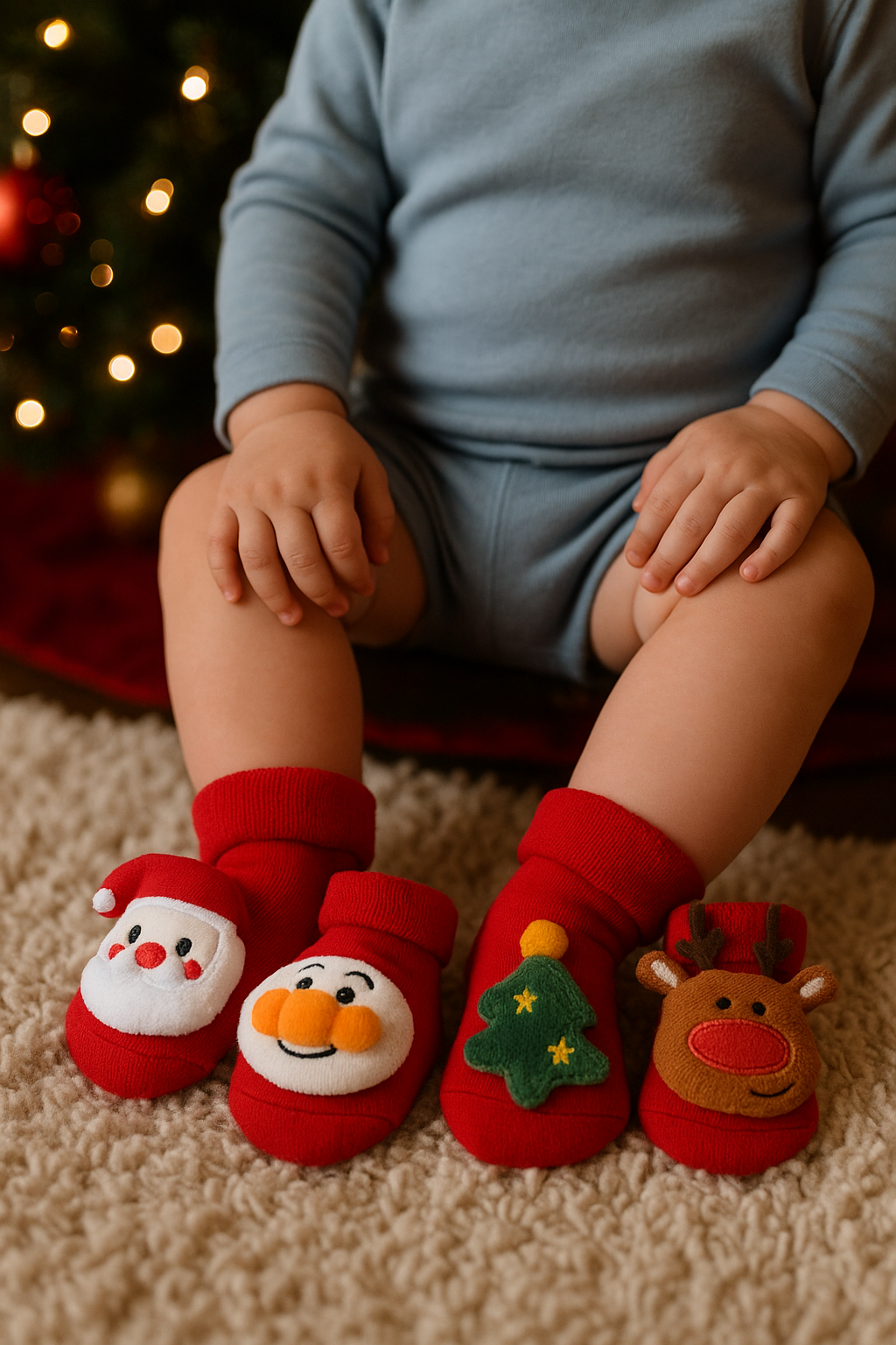BabyClaus – Épaisses et confortables – Chaussettes d'hiver de Noël avec le Père Noël