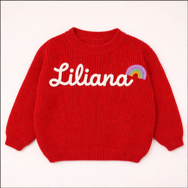 TinyStitch – Pull tricoté personnalisé avec prénom pour enfants