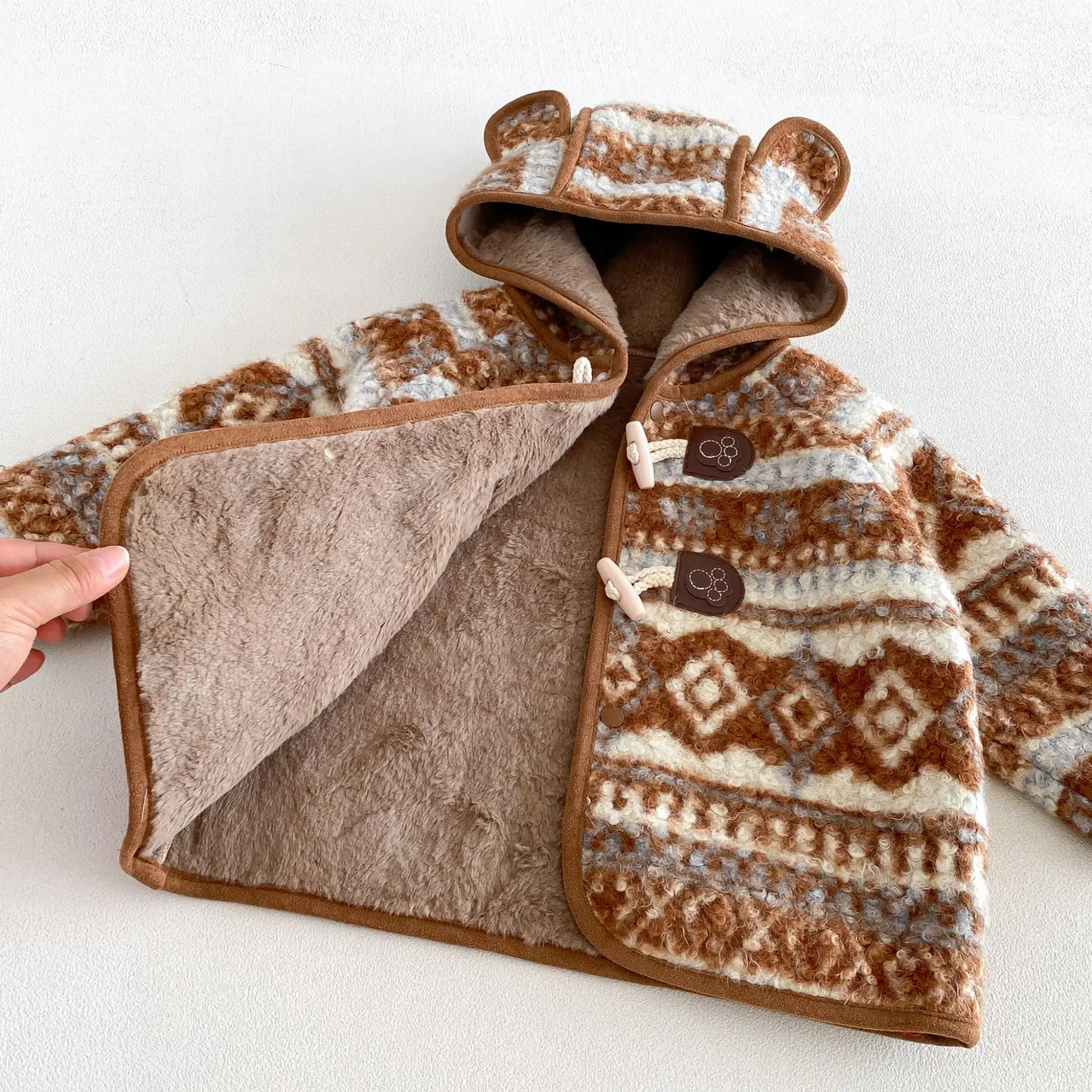 LittleWarm – Confortable et élégant – Manteau d'hiver au motif Fair Isle