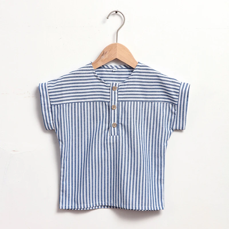 LittleClassic – Élégant et confortable – Chemise en lin pour garçon avec boutons décoratifs