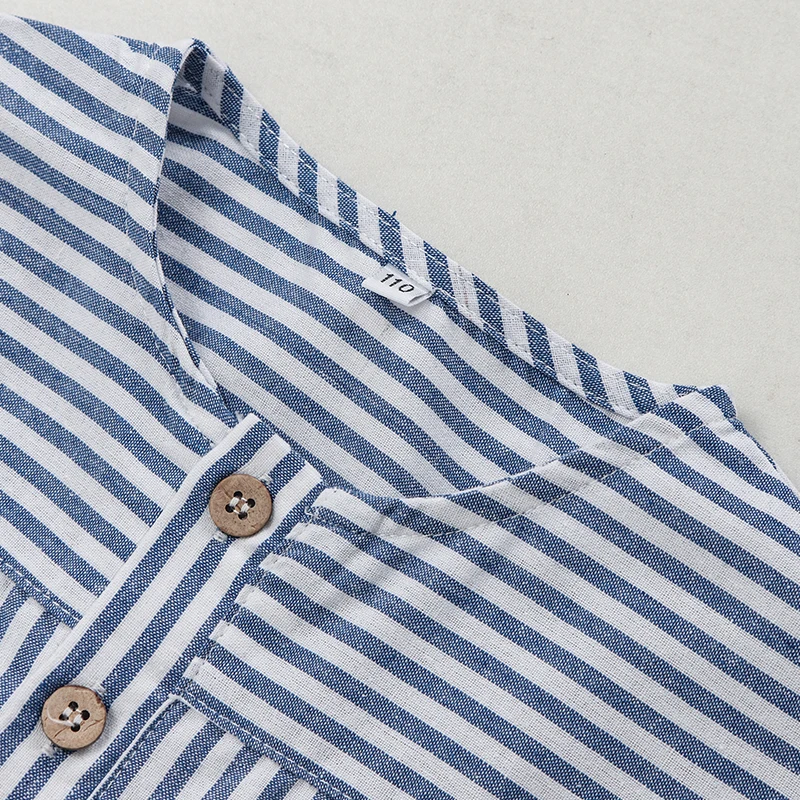 LittleClassic – Élégant et confortable – Chemise en lin pour garçon avec boutons décoratifs