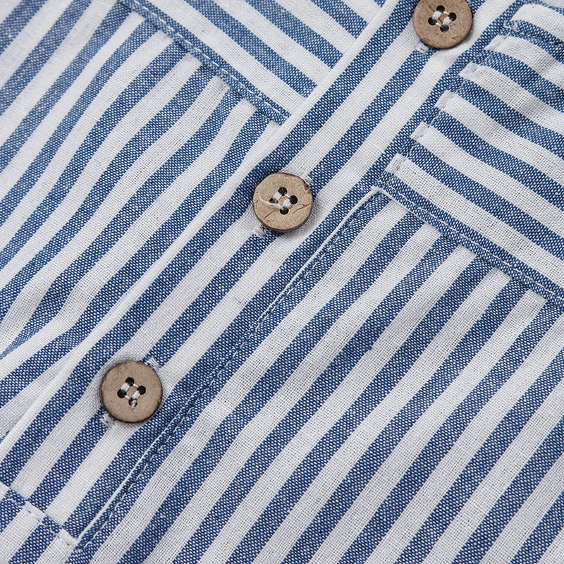 LittleClassic – Élégant et confortable – Chemise en lin pour garçon avec boutons décoratifs