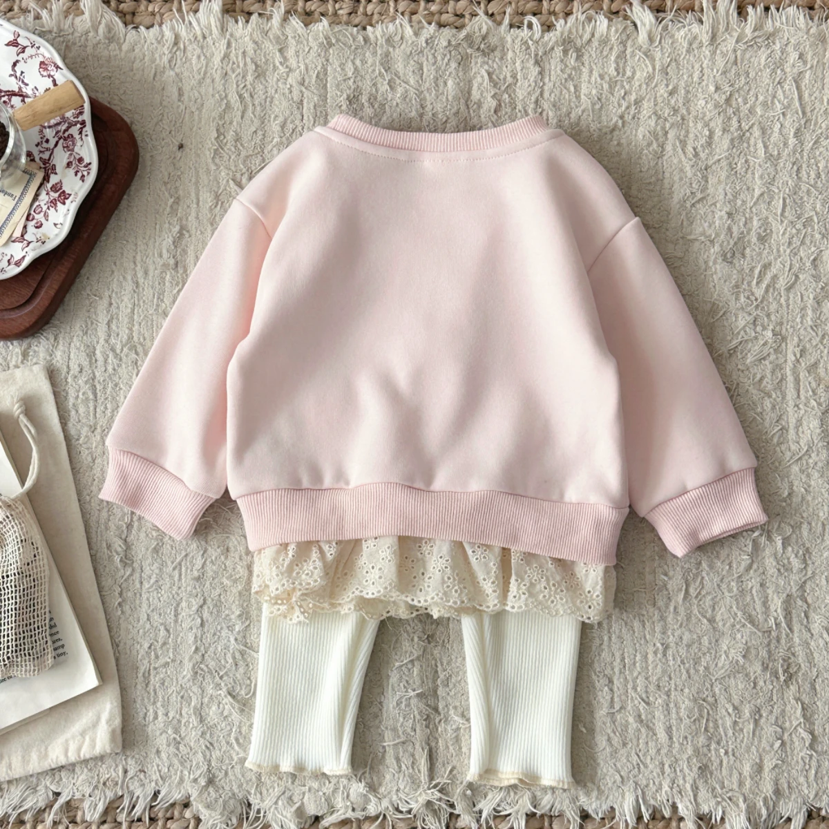 LittleAngel – Doux et élégant – Ensemble pour bébé comprenant un pull et un pantalon élastiqué