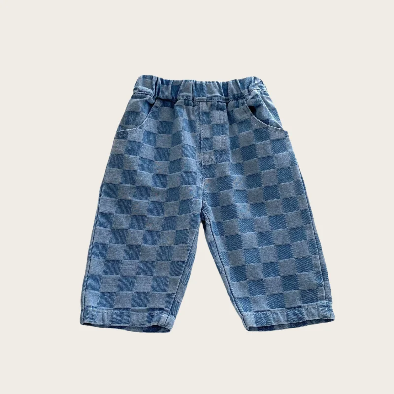 DenimCheck – Confortable et tendance – Pantalon pour enfant à motifs carrés