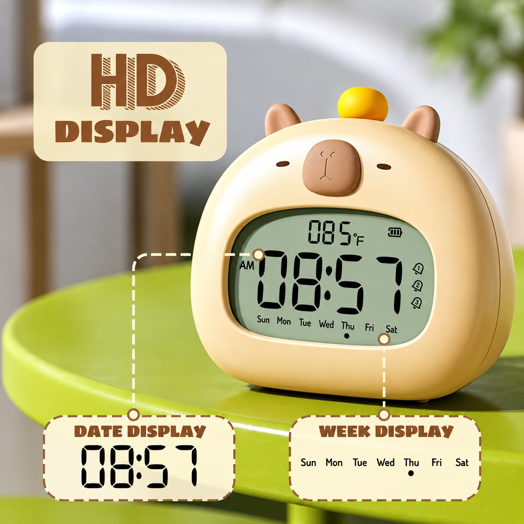 CappyClock – Mignon et polyvalent – Réveil numérique pour enfants avec veilleuse