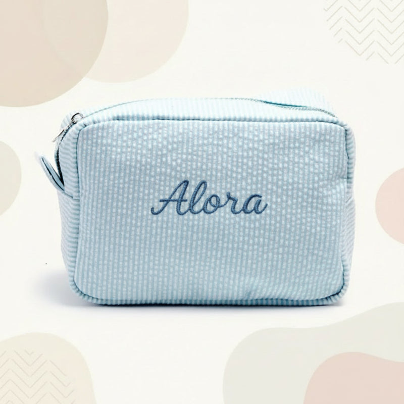 Striped Name Pouch – Personnalisée et élégante – Trousse à maquillage