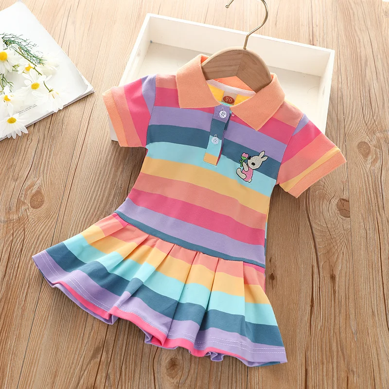 RainbowBabe – Frais et coloré – Robe polo pour enfant