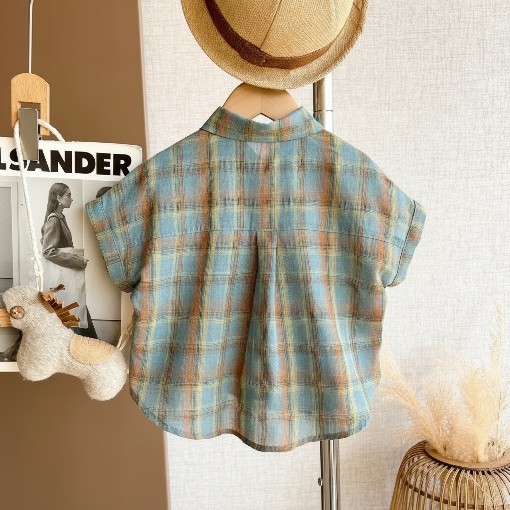 LittleGent – Tendance et décontracté – Ensemble pour garçon avec chemise à carreaux et short