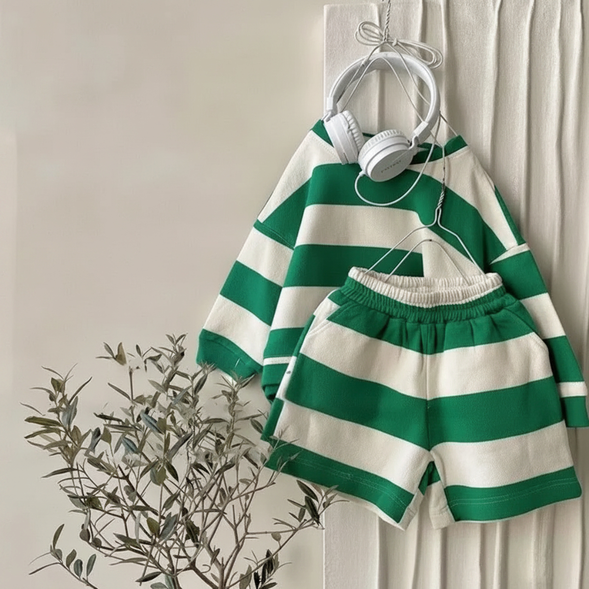 LittleStyle – Doux et confortable – Ensemble « Comfy » en coton rayé