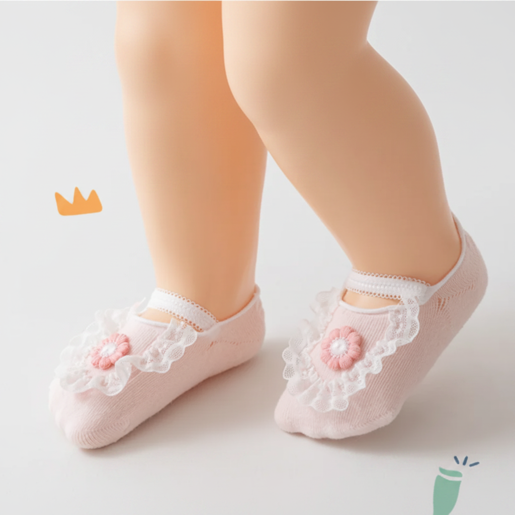 SweetFeet – Douces et mignonnes – Chaussettes pour bébé à fleurs et dentelle