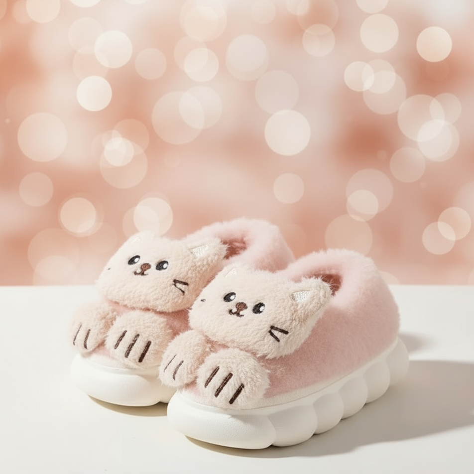 SnuggleKitty – Chaleur et sécurité – Chaussons pour enfants en forme de chat