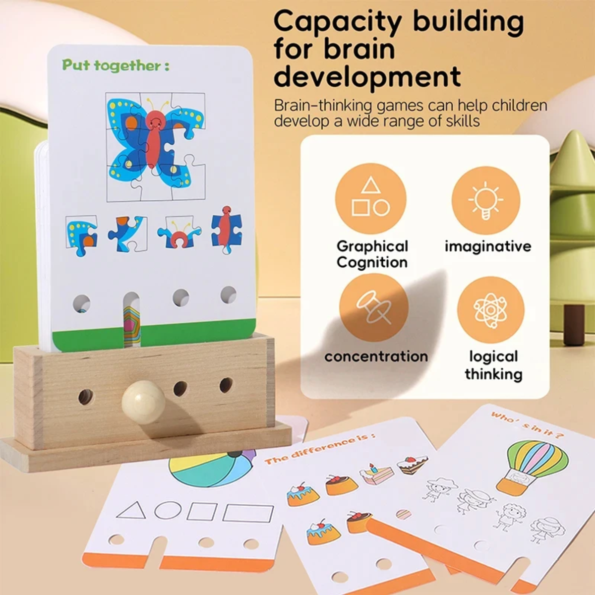 BrainyKids – Logique & Amusant – Jeu de cartes éducatif en bois