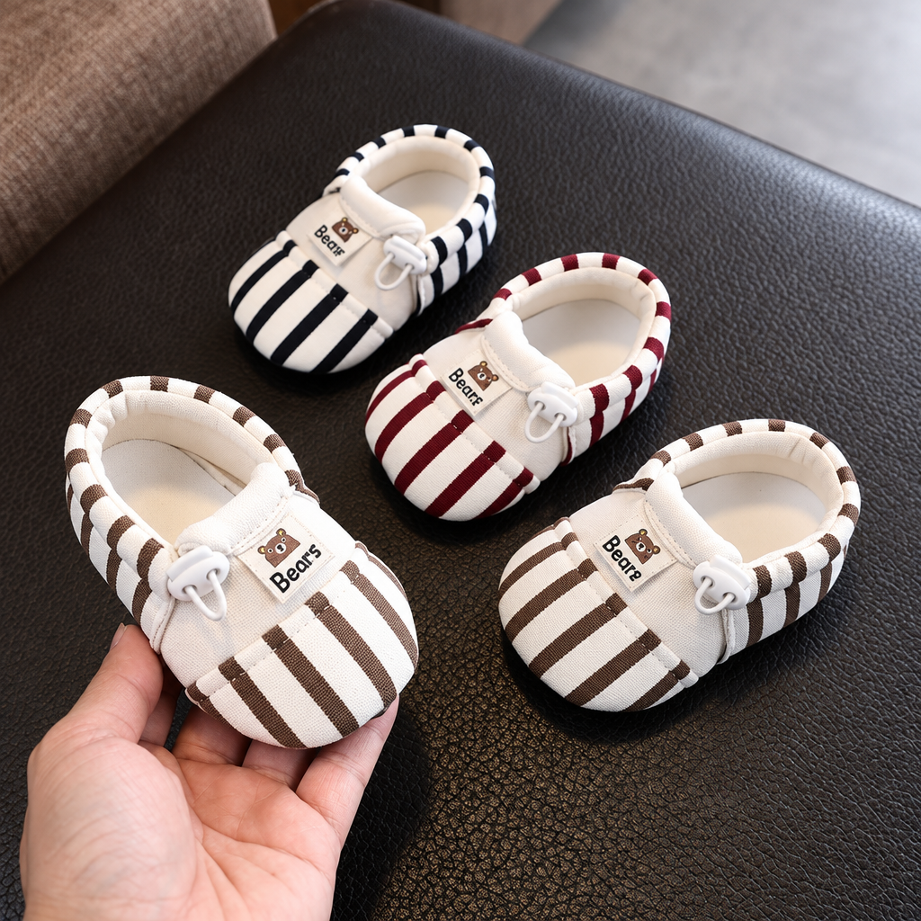 TinyToes – Douces et chaudes – Premières chaussures pour bébé au motif rayé
