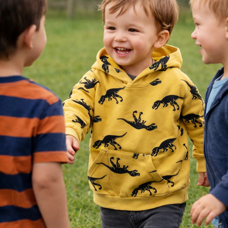DinoStyle – Chaud et respirant – Sweat à capuche avec imprimé Triceratops