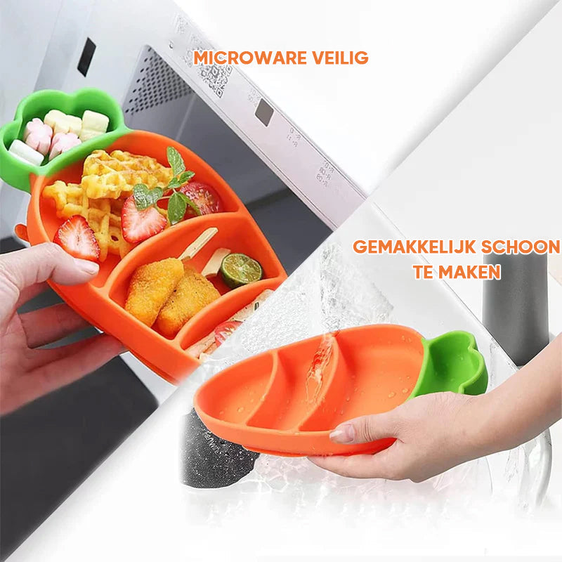 MiniMeal – Sûr et antidérapant – Set de vaisselle en silicone pour tout-petits avec couverts