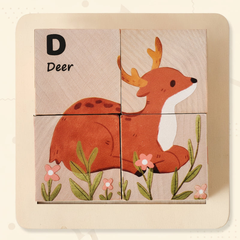 WoodMind – Créatif et éducatif – Puzzle en bois 6 en 1 Montessori Animaux