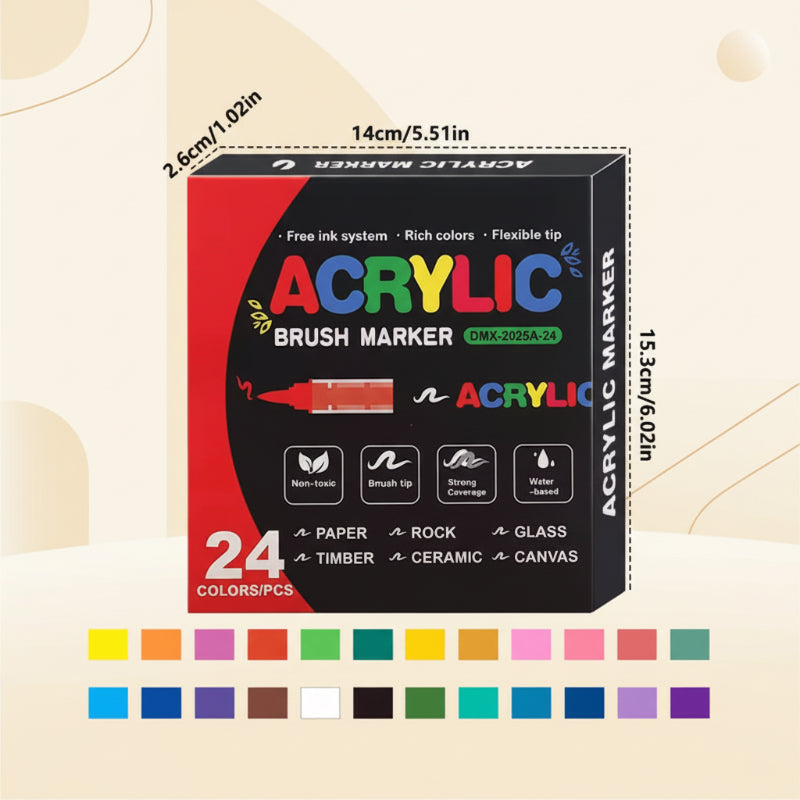 ColorCraft – Créatif et durable – Marqueurs acryliques à pointe pinceau
