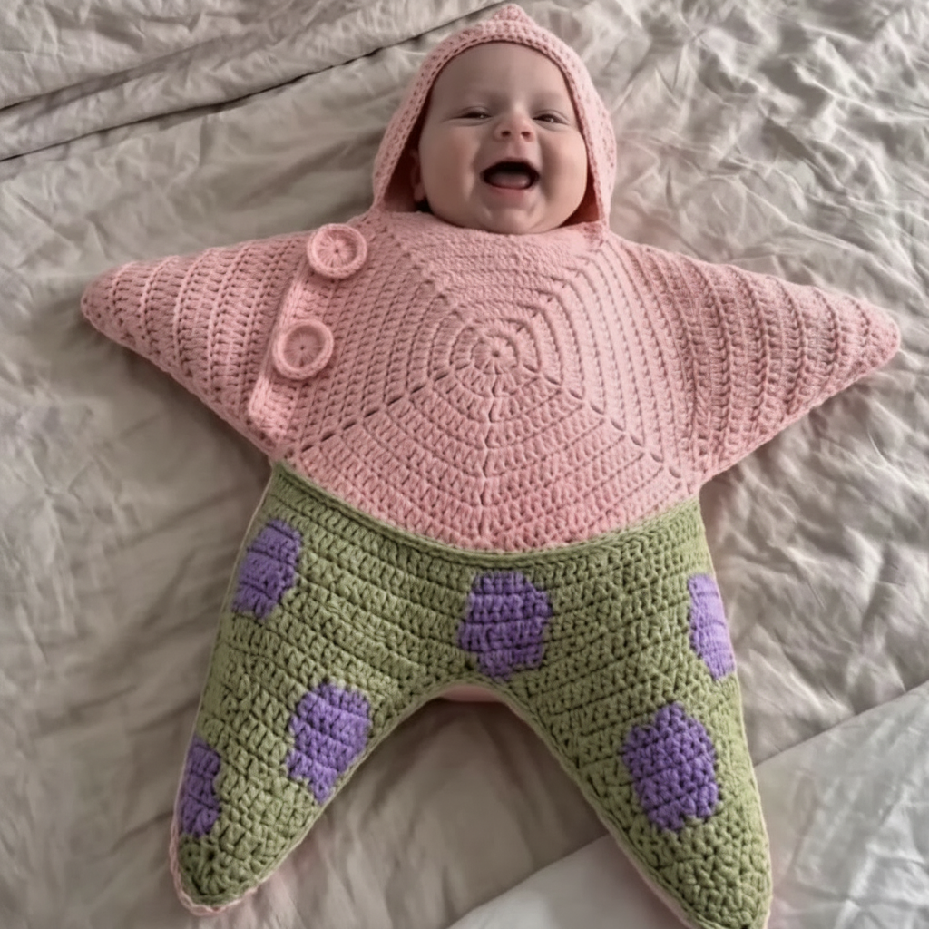 CozyStar – Doux et fait main – Combinaison pour bébé tricotée avec un motif en forme d'étoile