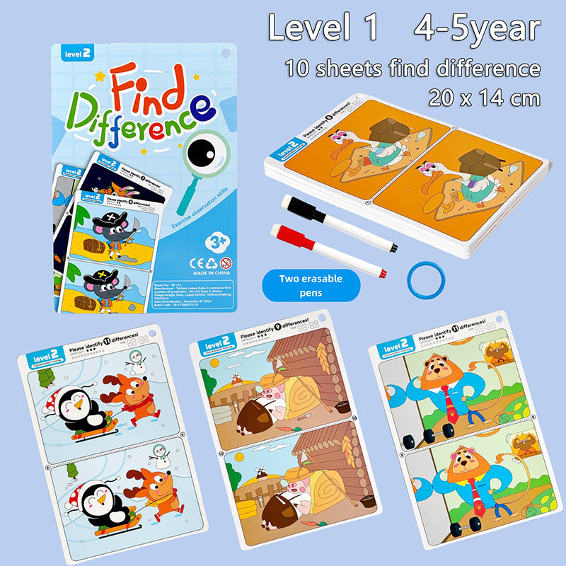 Spot the Difference Game – Concentration et apprentissage – Jeu de cartes