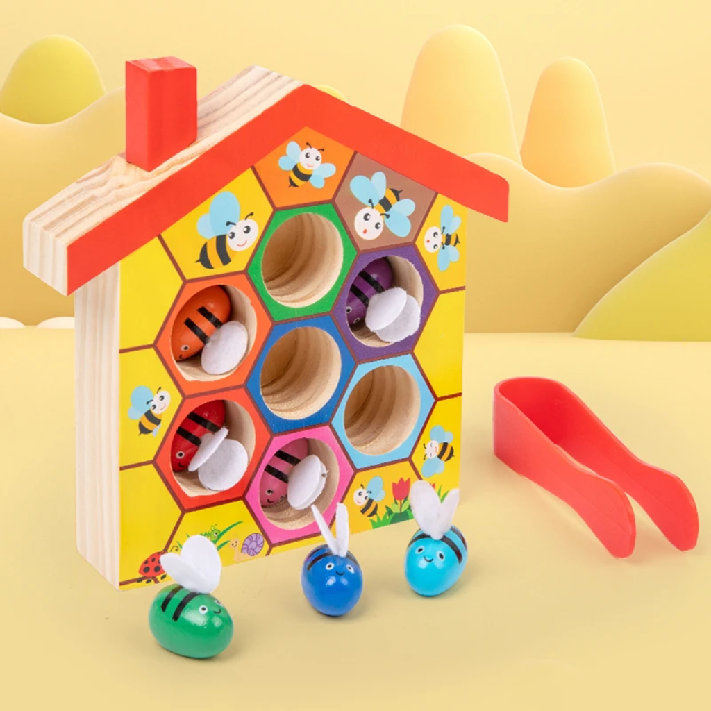 HoneyHive – Montessori & Éducatif – Jeu de tri des abeilles en bois