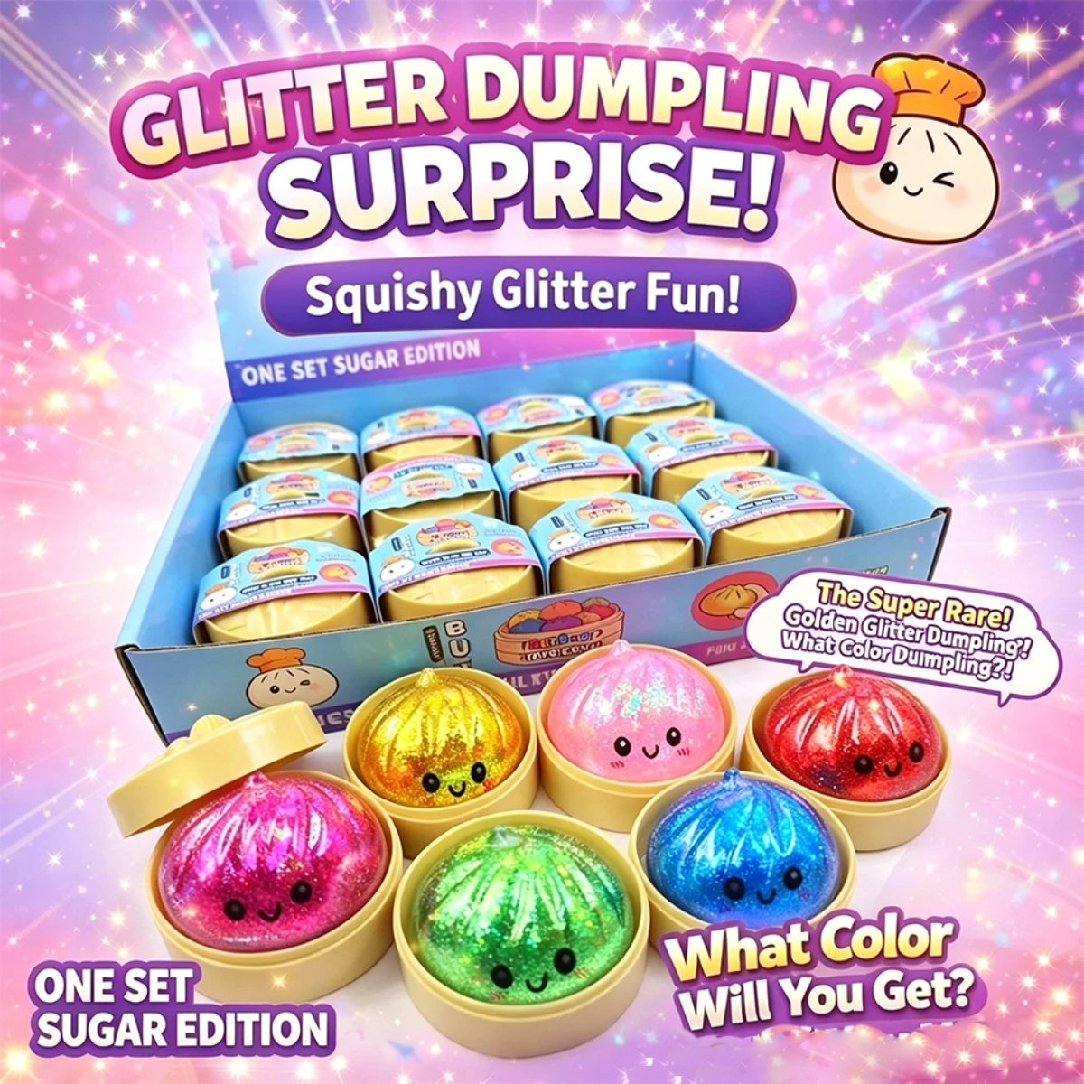 FunSquish – Couleurs et paillettes – Petites boulettes squishy pailletées
