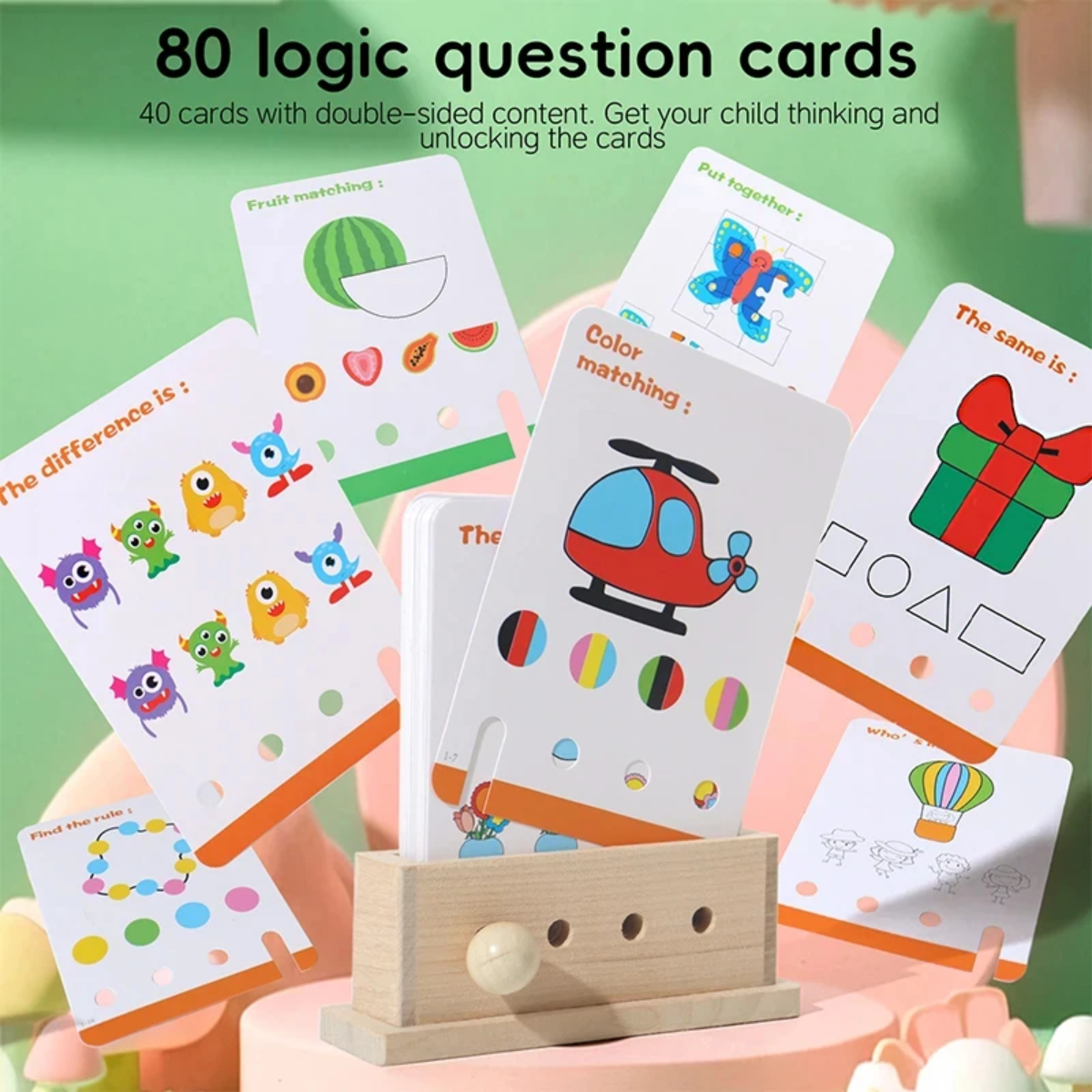 BrainyKids – Logique & Amusant – Jeu de cartes éducatif en bois