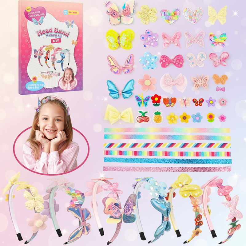 DIY Headband Making Kit – Créatif et ludique – Ensemble d'accessoires pour bandeaux