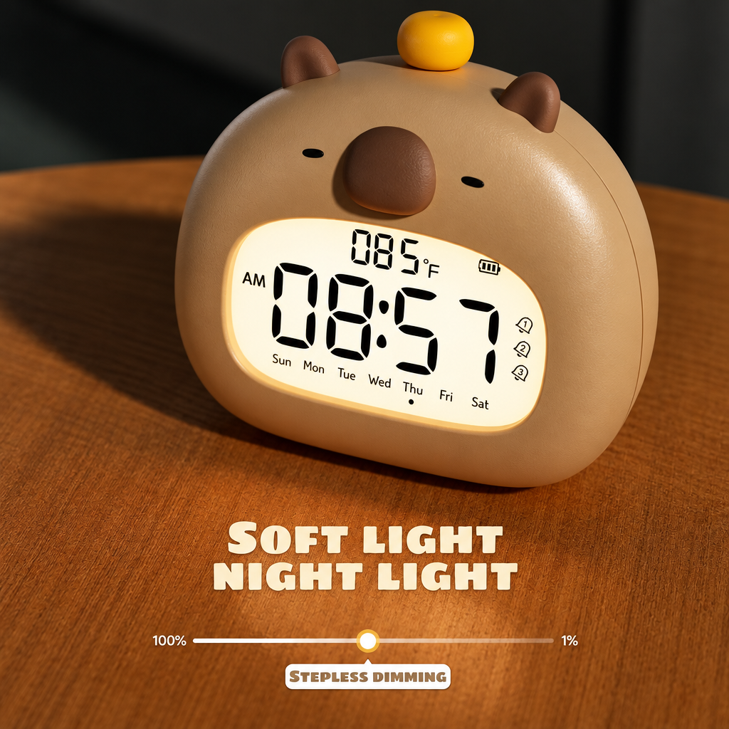 CappyClock – Mignon et polyvalent – Réveil numérique pour enfants avec veilleuse
