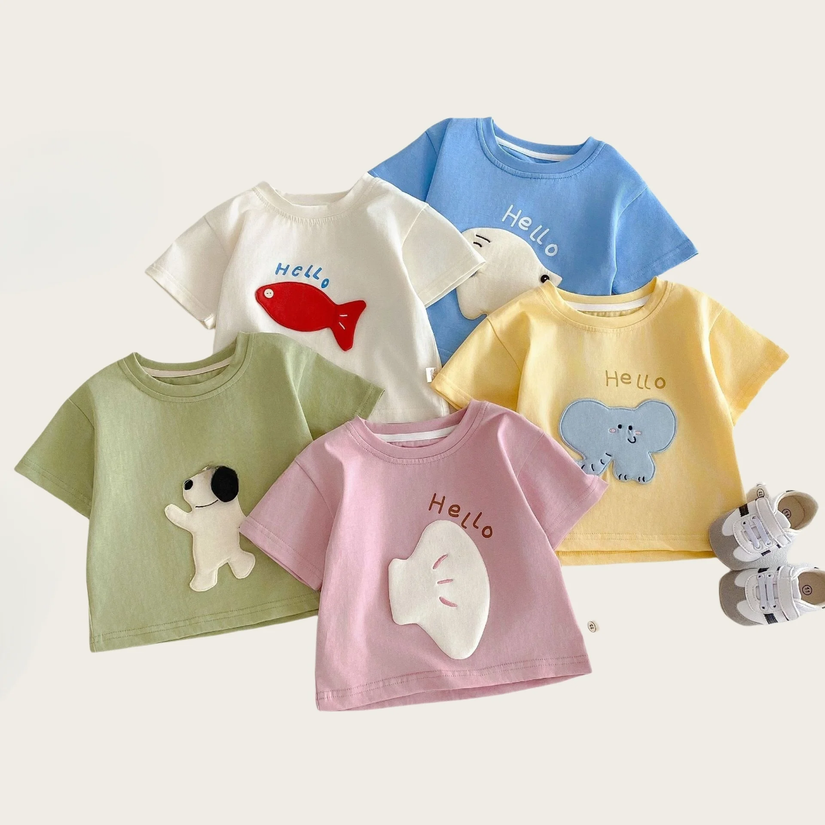 LittlePatch – Dessins animés & Fun  – T-shirt pour enfant avec des écussons de dessins animés