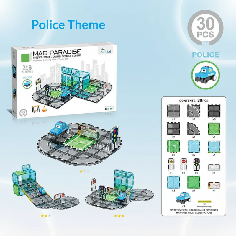 Magnetic Road Blocks – Créatif et éducatif – Kit de construction « Chemins magnétiques »