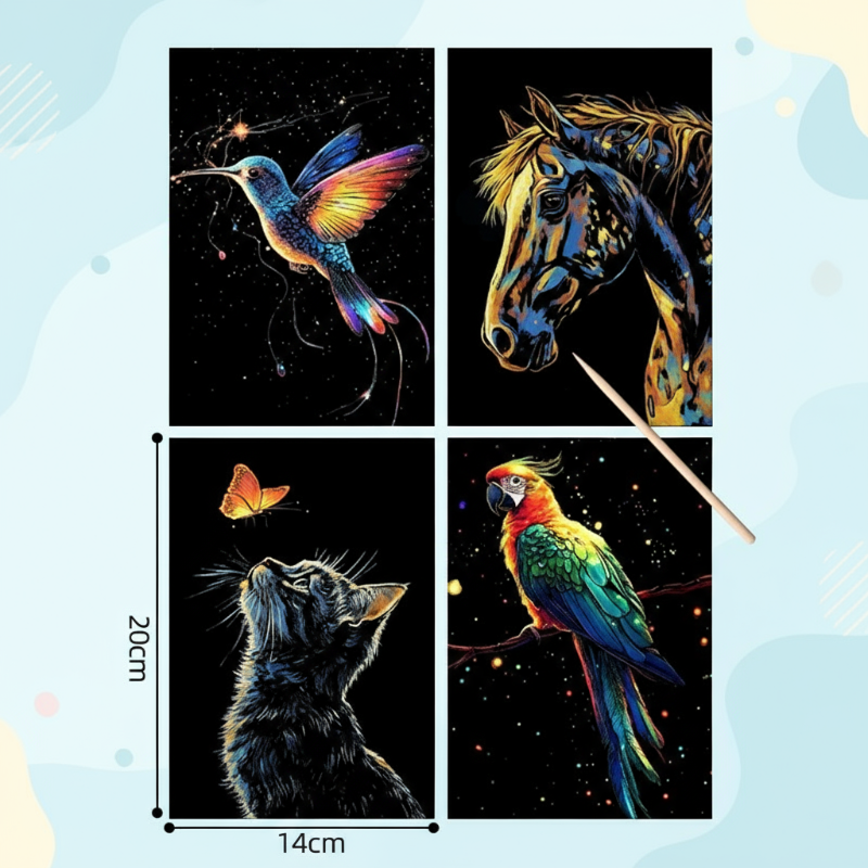 GlowArt – Glow-in-the-dark – Set de cartes à gratter