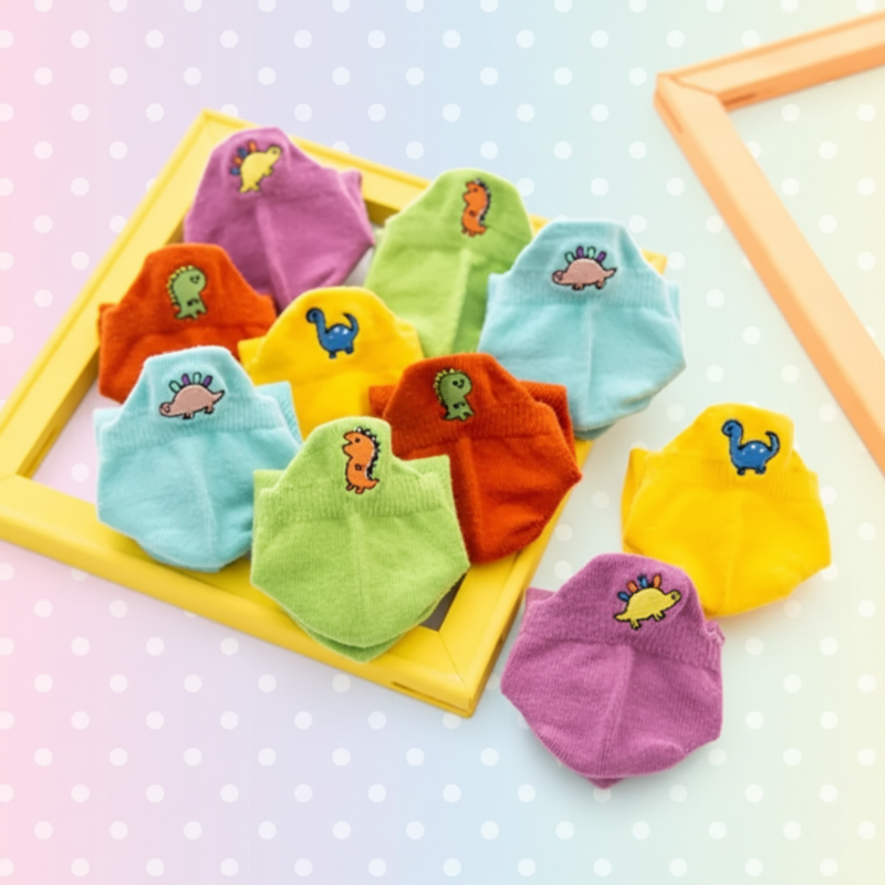 PlayfulToes – Colorées et douces – Chaussettes courtes pour enfants (lot de 5)