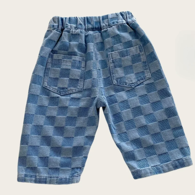 DenimCheck – Confortable et tendance – Pantalon pour enfant à motifs carrés
