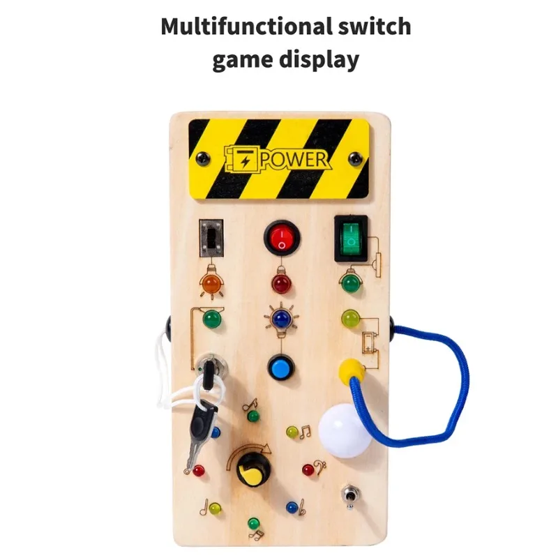 TinyTech – Tableau d'activités en bois avec lumières et interrupteurs – Jouet éducatif