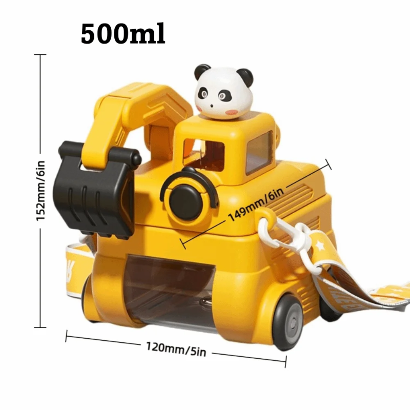 TinyExcavators – Unique et fonctionnelle – Bouteille d'eau « pelleteuse » avec paille