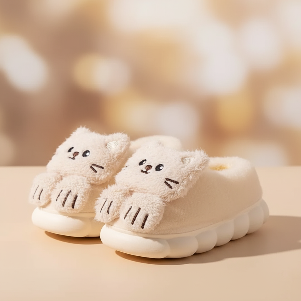 SnuggleKitty – Chaleur et sécurité – Chaussons pour enfants en forme de chat
