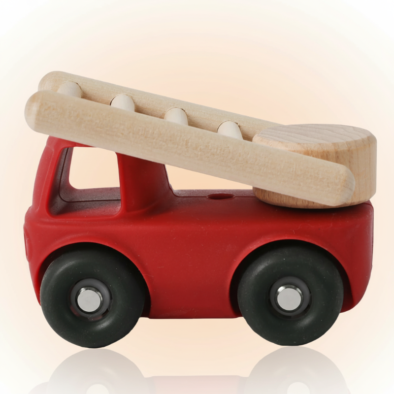 Montessori Silicone Toy Car – Sûr et adapté à la dentition – Jouet de dentition en silicone en forme de véhicule