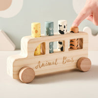 Thumbnail for PressBus – Montessori & Éducatif – Bus de jeu en bois à pousser