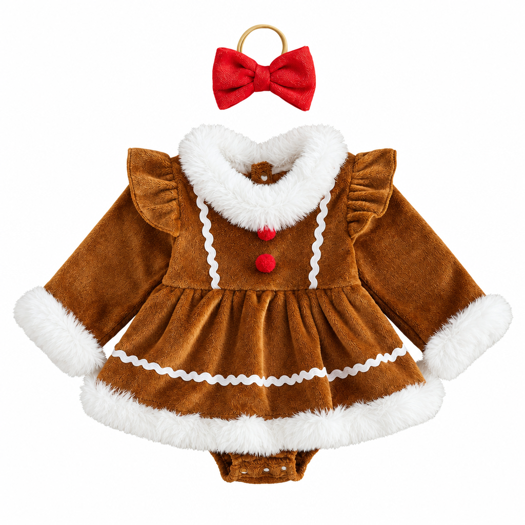 LittleGinger – Chaleureux et festif – Combinaison de Noël pour bébé avec bandeau