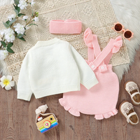 Thumbnail for FloraKnit – Douceur et mignonnerie – Tenue pour bébé avec gilet, salopette et bandeau
