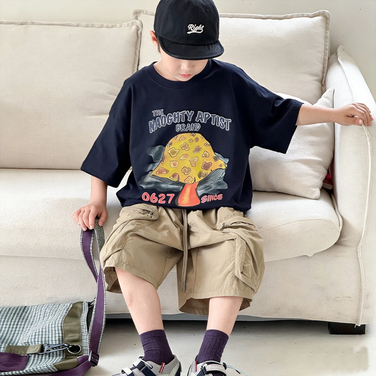 MushroomPlay – Casual & Streetwear – T-shirt oversize à imprimé champignons