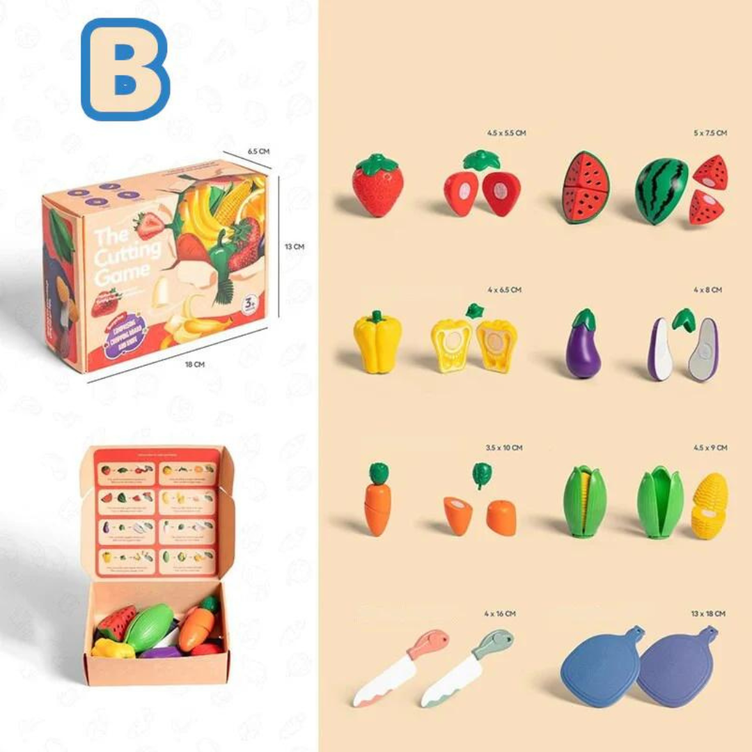 Fruitigo – Apprendre et jouer – Set de découpe de fruits Montessori