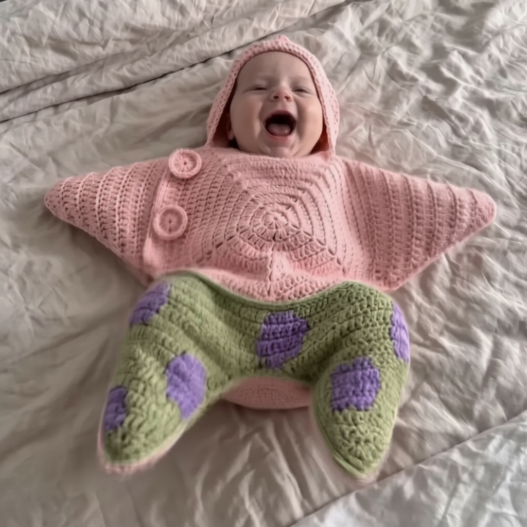 CozyStar – Doux et fait main – Combinaison pour bébé tricotée avec un motif en forme d'étoile