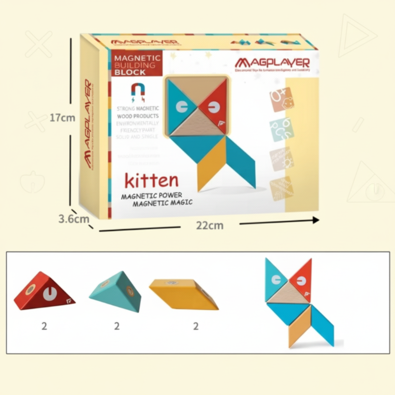 MagPlayer – Créativité et motricité – Blocs de construction magnétiques en bois à monter soi-même