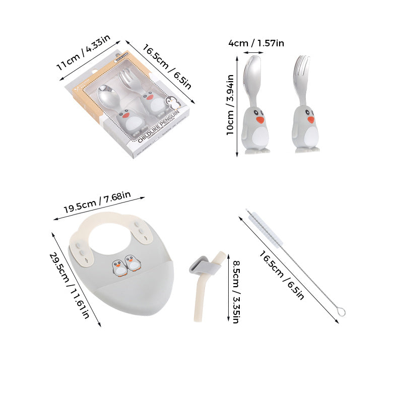 MiniMeal – Sûr et antidérapant – Set de vaisselle en silicone pour tout-petits avec couverts