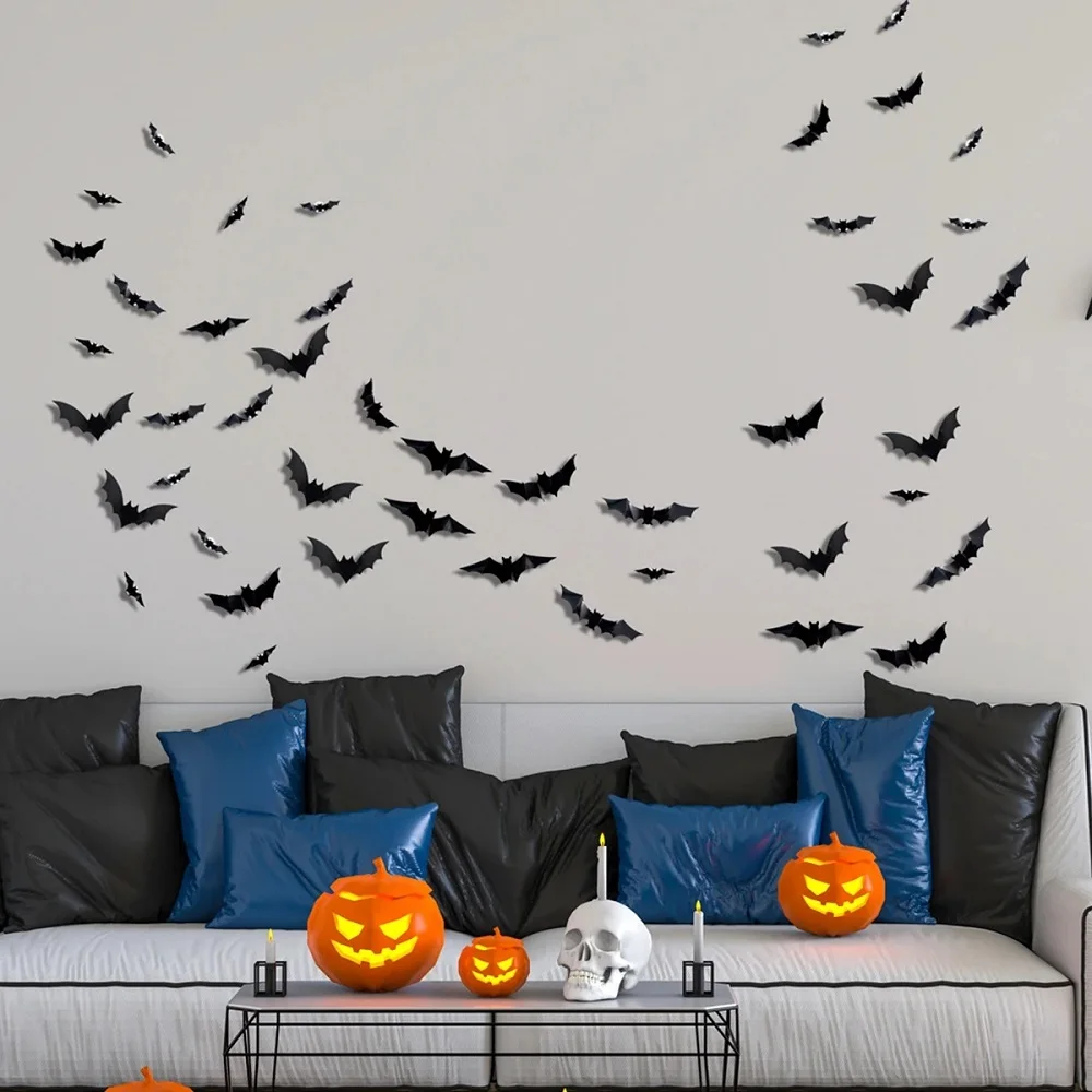 SpookyGlow – Effrayant et plein d'ambiance – Décoration murale LED « chauve-souris d'Halloween »